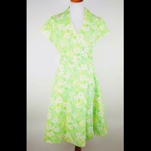 LILLY PULITZER Green & yellow butterfly wrap dress